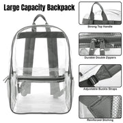 Waterproof Transparent Backpack Double Shoulder Large Capacity School Travel Bag V528-PVC-GREY-427731