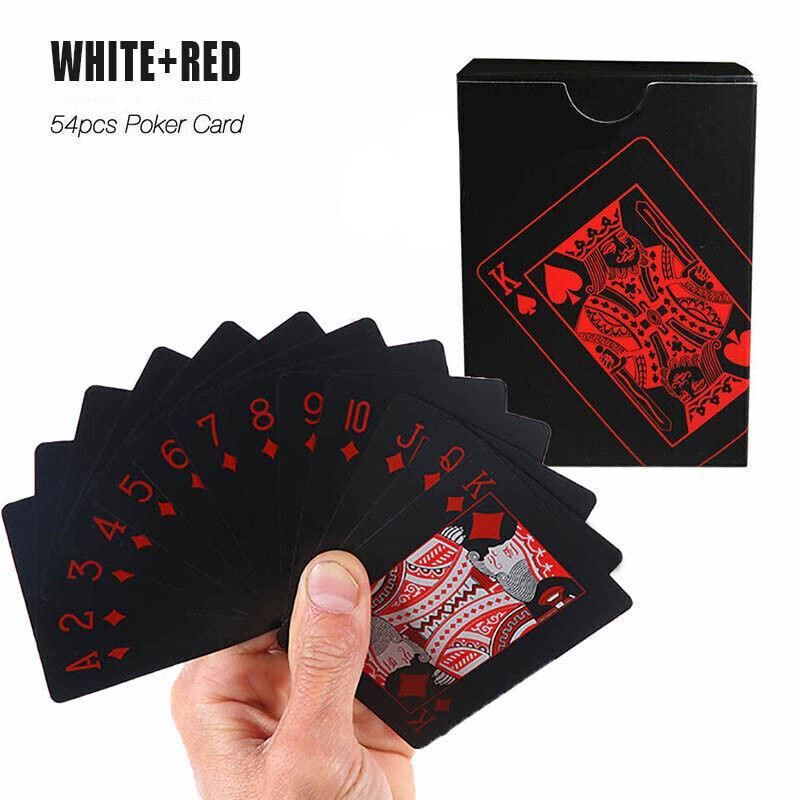 Waterproof PVC Playing Cards Poker Deck Black Plastic Magic Tricks Game Set - Red V528-PVCPOKER-RED-018490