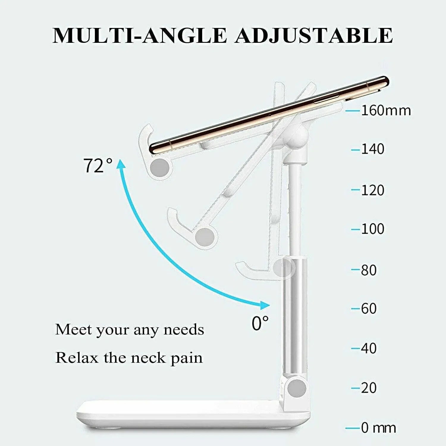 Foldable Adjustable Universal Desk Stand Holder For Mobile Phone Tablet Portable - White V528-PWHCOLOUR-WHITE74835