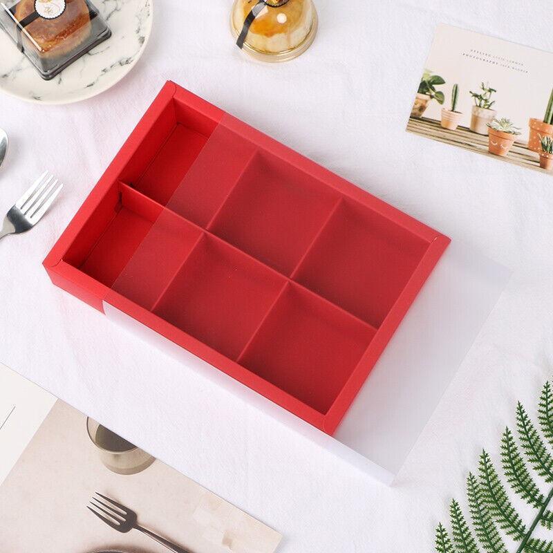 10PCS Cake Box with Transparent Lids Gift Packaging Boxes for Moon Cakes Cookie - Red V528-PY0326-RED-10PCS-519026