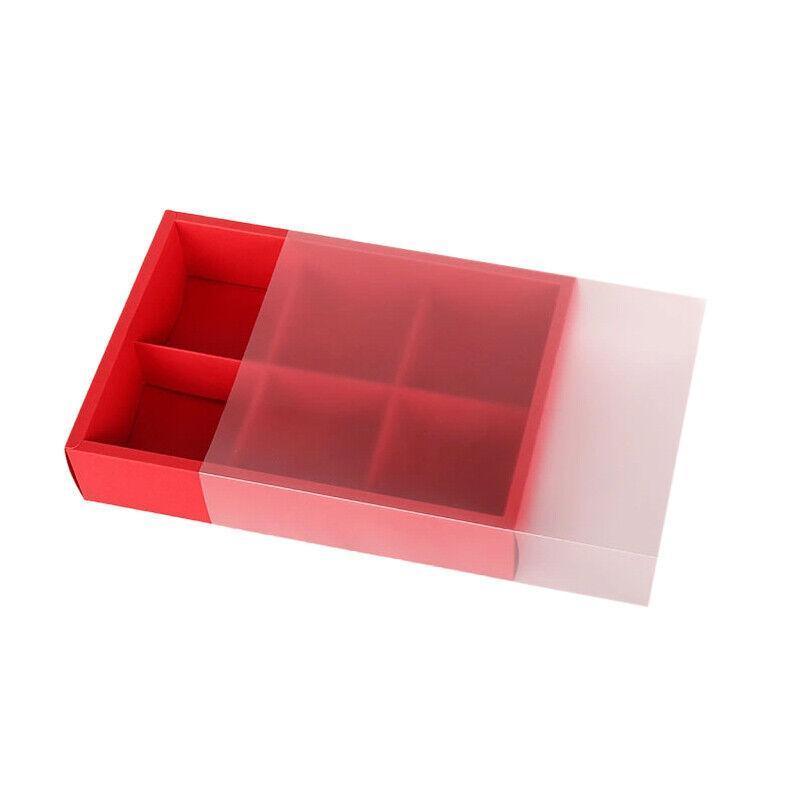 10PCS Cake Box with Transparent Lids Gift Packaging Boxes for Moon Cakes Cookie - Red V528-PY0326-RED-10PCS-519026