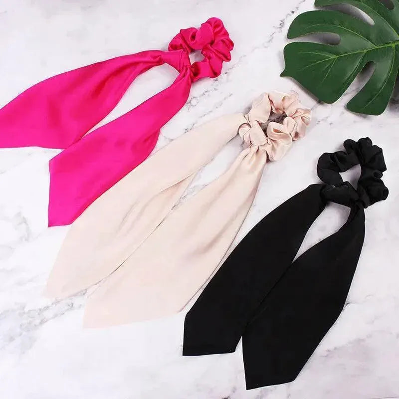 Chiffon Ponytail Scarf Bow Elastic Hair Rope Tie Scrunchies Ribbon Hair Bands - 2