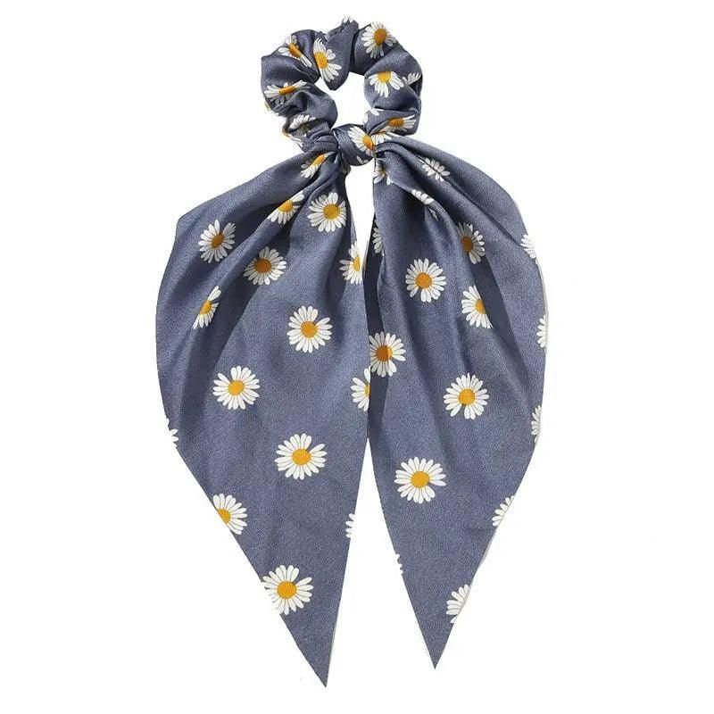 Chiffon Ponytail Scarf Bow Elastic Hair Rope Tie Scrunchies Ribbon Hair Bands - 5 V528-PY4215-322805