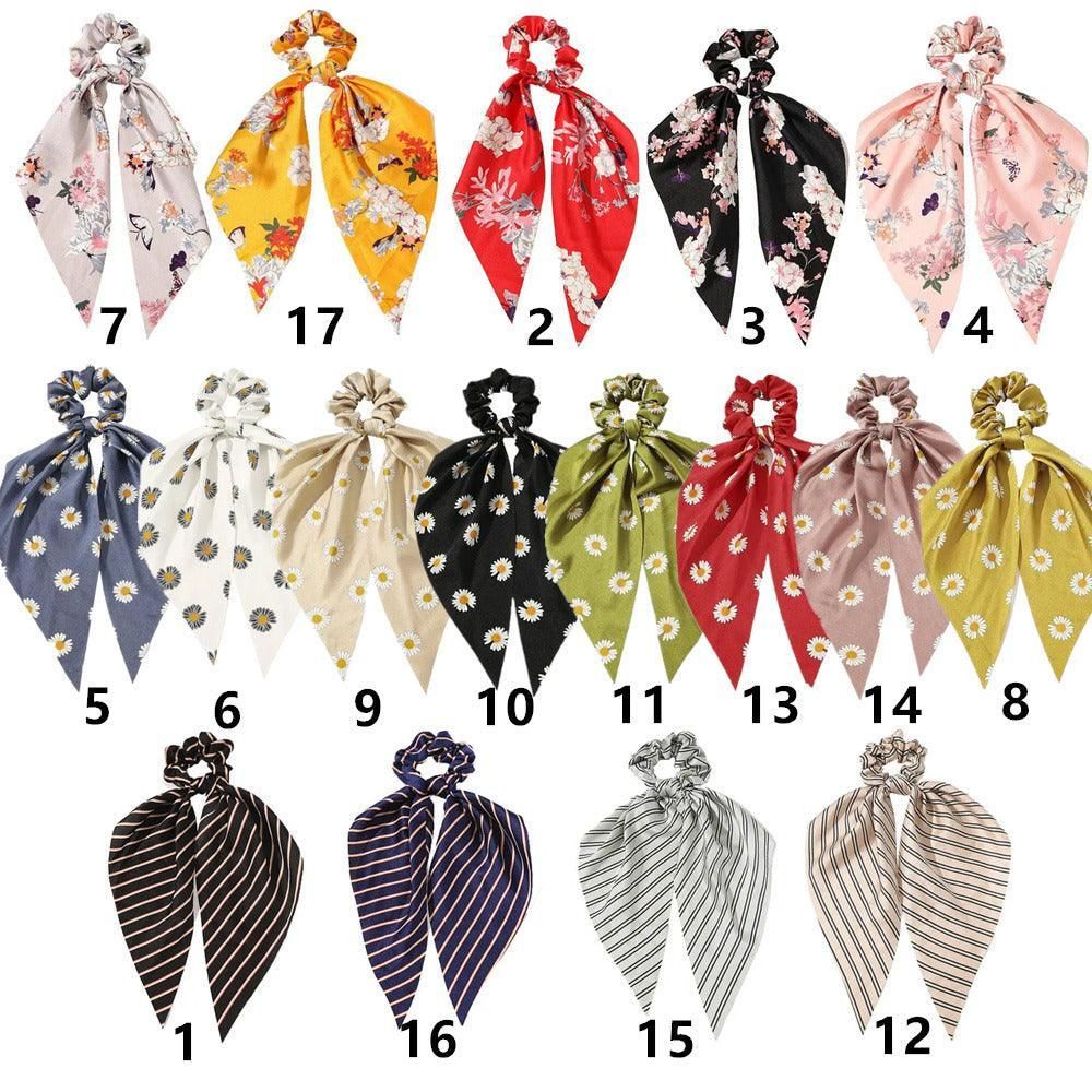Chiffon Ponytail Scarf Bow Elastic Hair Rope Tie Scrunchies Ribbon Hair Bands - 12