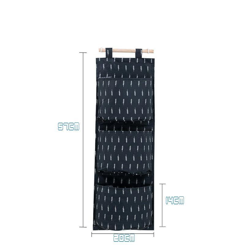 3 Pocket Hanging Storage Bag with Wooden Rod for Wall or Door Organisation - Bear V528-PY618-BEAR-422299