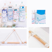 3 Pocket Hanging Storage Bag with Wooden Rod for Wall or Door Organisation - Bear V528-PY618-BEAR-422299