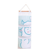 3 Pocket Hanging Storage Bag with Wooden Rod for Wall or Door Organisation - Bear V528-PY618-BEAR-422299