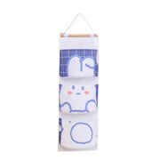 3 Pocket Hanging Storage Bag with Wooden Rod for Wall or Door Organisation - Bear V528-PY618-BEAR-422299