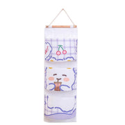 3 Pocket Hanging Storage Bag with Wooden Rod for Wall or Door Organisation - Bear V528-PY618-BEAR-422299