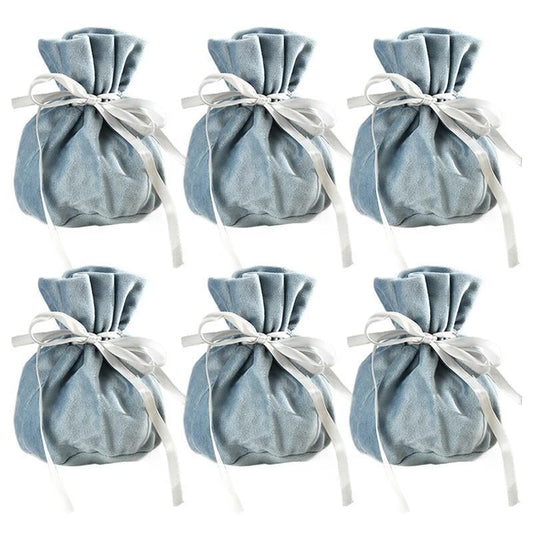 6PCS Velvet Cloth Drawstring Bags Gift Bag Jewelry Ring Pouch Earring Favor - Blue-6PCS V528-PY824-6PCS-BLUE-152267
