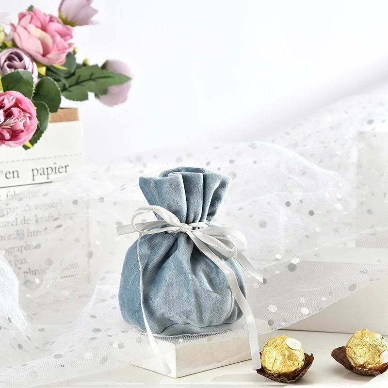 6PCS Velvet Cloth Drawstring Bags Gift Bag Jewelry Ring Pouch Earring Favor - Blue-6PCS V528-PY824-6PCS-BLUE-152267