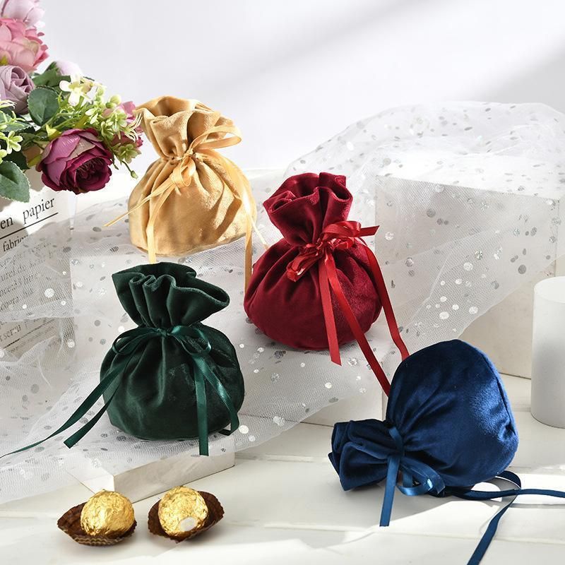 6PCS Velvet Cloth Drawstring Bags Gift Bag Jewelry Ring Pouch Earring Favor - Blue-6PCS V528-PY824-6PCS-BLUE-152267