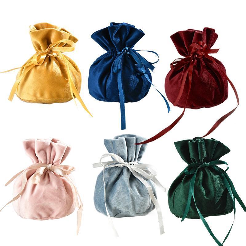 6PCS Velvet Cloth Drawstring Bags Gift Bag Jewelry Ring Pouch Earring Favor - Dark Blue-6PCS V528-PY824-6PCS-DARKBLUE-508189