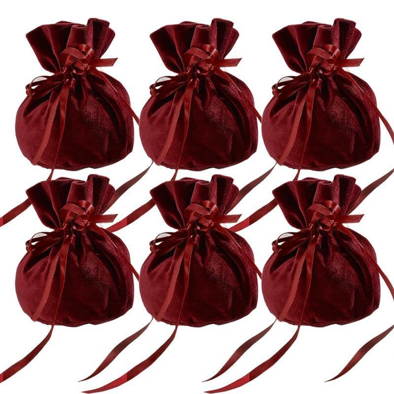 6PCS Velvet Cloth Drawstring Bags Gift Bag Jewelry Ring Pouch Earring Favor - Dark Blue-6PCS V528-PY824-6PCS-DARKBLUE-508189