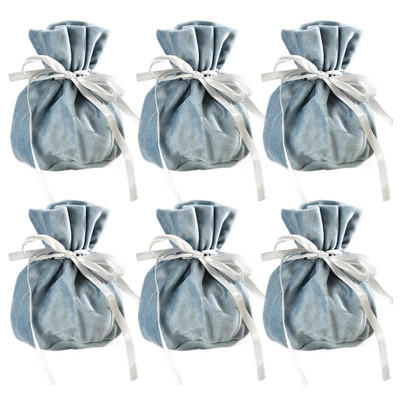 6PCS Velvet Cloth Drawstring Bags Gift Bag Jewelry Ring Pouch Earring Favor - Dark Blue-6PCS V528-PY824-6PCS-DARKBLUE-508189