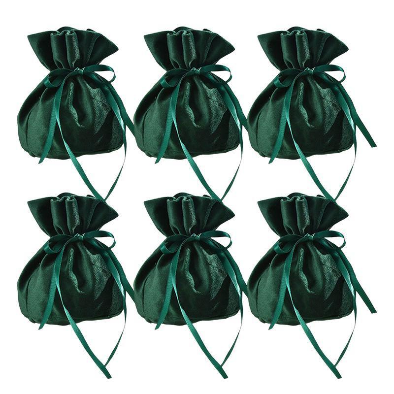 6PCS Velvet Cloth Drawstring Bags Gift Bag Jewelry Ring Pouch Earring Favor - Dark Blue-6PCS V528-PY824-6PCS-DARKBLUE-508189