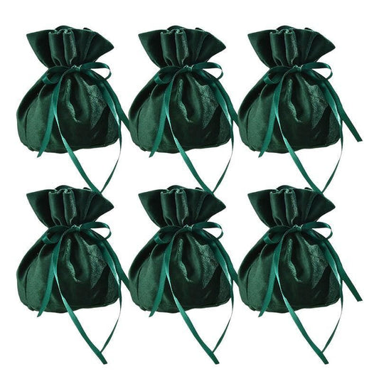 6PCS Velvet Cloth Drawstring Bags Gift Bag Jewelry Ring Pouch Earring Favor - Dark Green-6PCS V528-PY824-6PCS-DARKGREEN-805940