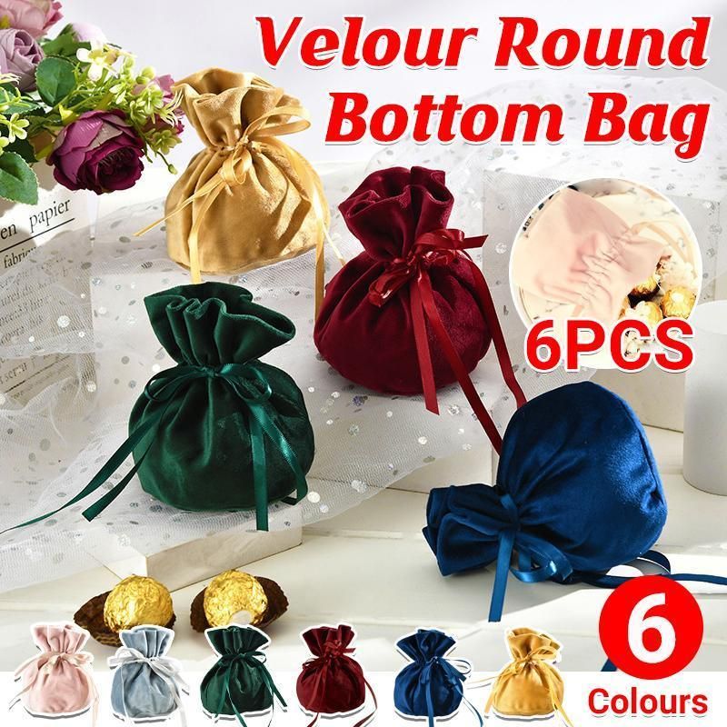 6PCS Velvet Cloth Drawstring Bags Gift Bag Jewelry Ring Pouch Earring Favor - Dark Green-6PCS V528-PY824-6PCS-DARKGREEN-805940