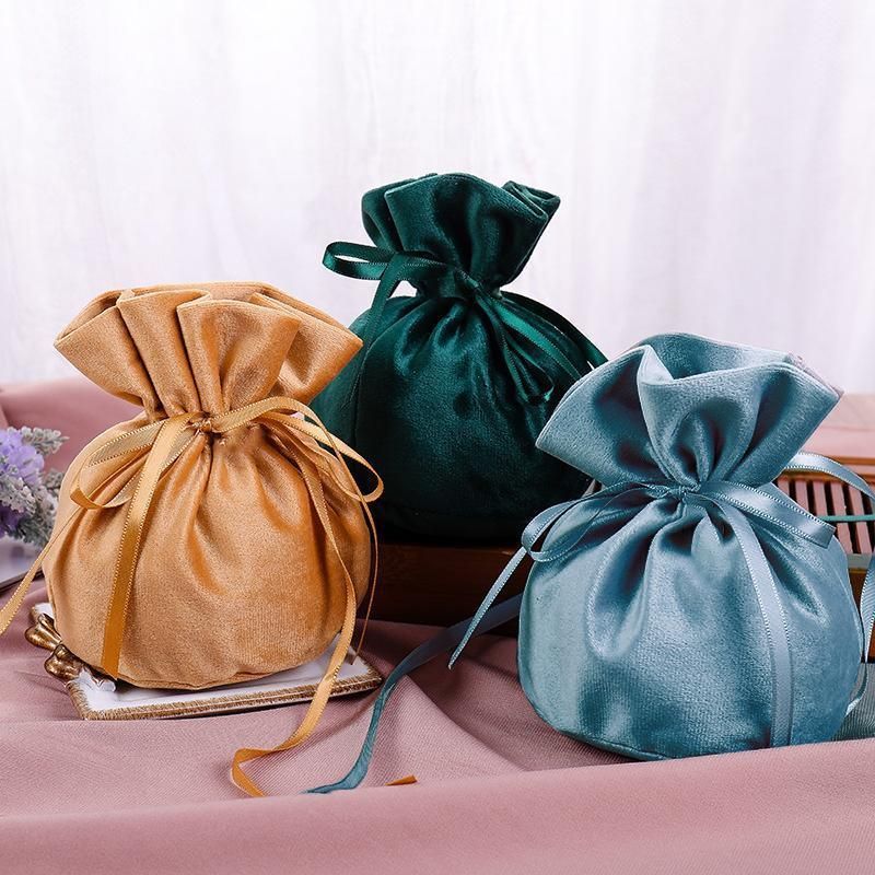 6PCS Velvet Cloth Drawstring Bags Gift Bag Jewelry Ring Pouch Earring Favor - Dark Green-6PCS V528-PY824-6PCS-DARKGREEN-805940