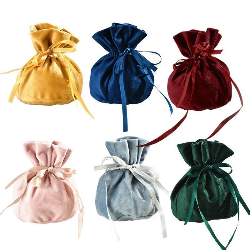 6PCS Velvet Cloth Drawstring Bags Gift Bag Jewelry Ring Pouch Earring Favor - Mixed Colour-6PCS V528-PY824-6PCS-MULTICOLOUR-829072