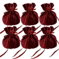 6PCS Velvet Cloth Drawstring Bags Gift Bag Jewelry Ring Pouch Earring Favor - Wine Red-6PCS V528-PY824-6PCS-WINERED-805486