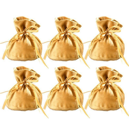 6PCS Velvet Cloth Drawstring Bags Gift Bag Jewelry Ring Pouch Earring Favor - Yellow-6PCS V528-PY824-6PCS-YELLOW-350013