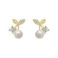 Fashion Pearl Wedding Earrings Zircon Cherry Stud Pearl Earrings for Women - Cherry V528-QLX35-C-11993