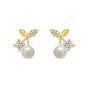 Fashion Pearl Wedding Earrings Zircon Cherry Stud Pearl Earrings for Women - Cherry V528-QLX35-C-11993