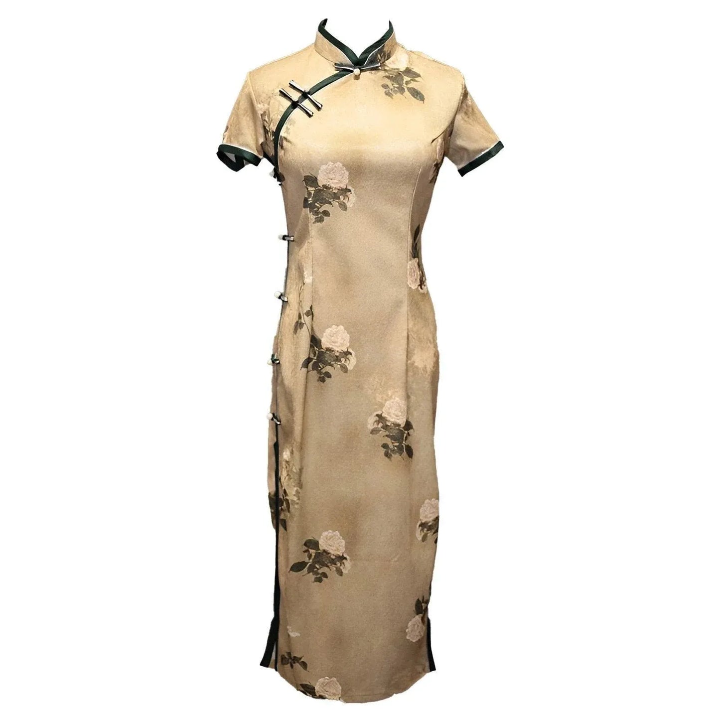 Retro Chinese Style Yellow Jacquard Cheongsam Short Sleeve Improved Young Style - XXL V528-QP-YELLOW-2XL-494727