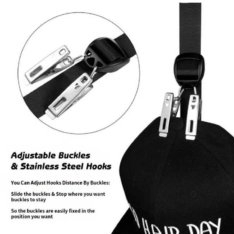 Over Door Hat Rack Baseball Cap Holder Storage Strap with Clips Closet Organizer - 10 Clips V528-QTY-10CLIPS37820