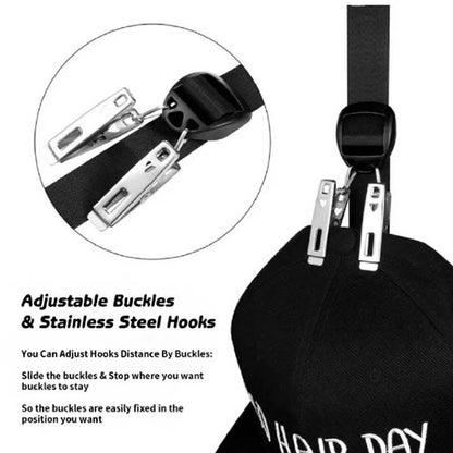 Over Door Hat Rack Baseball Cap Holder Storage Strap with Clips Closet Organizer - 10 Clips V528-QTY-10CLIPS37820