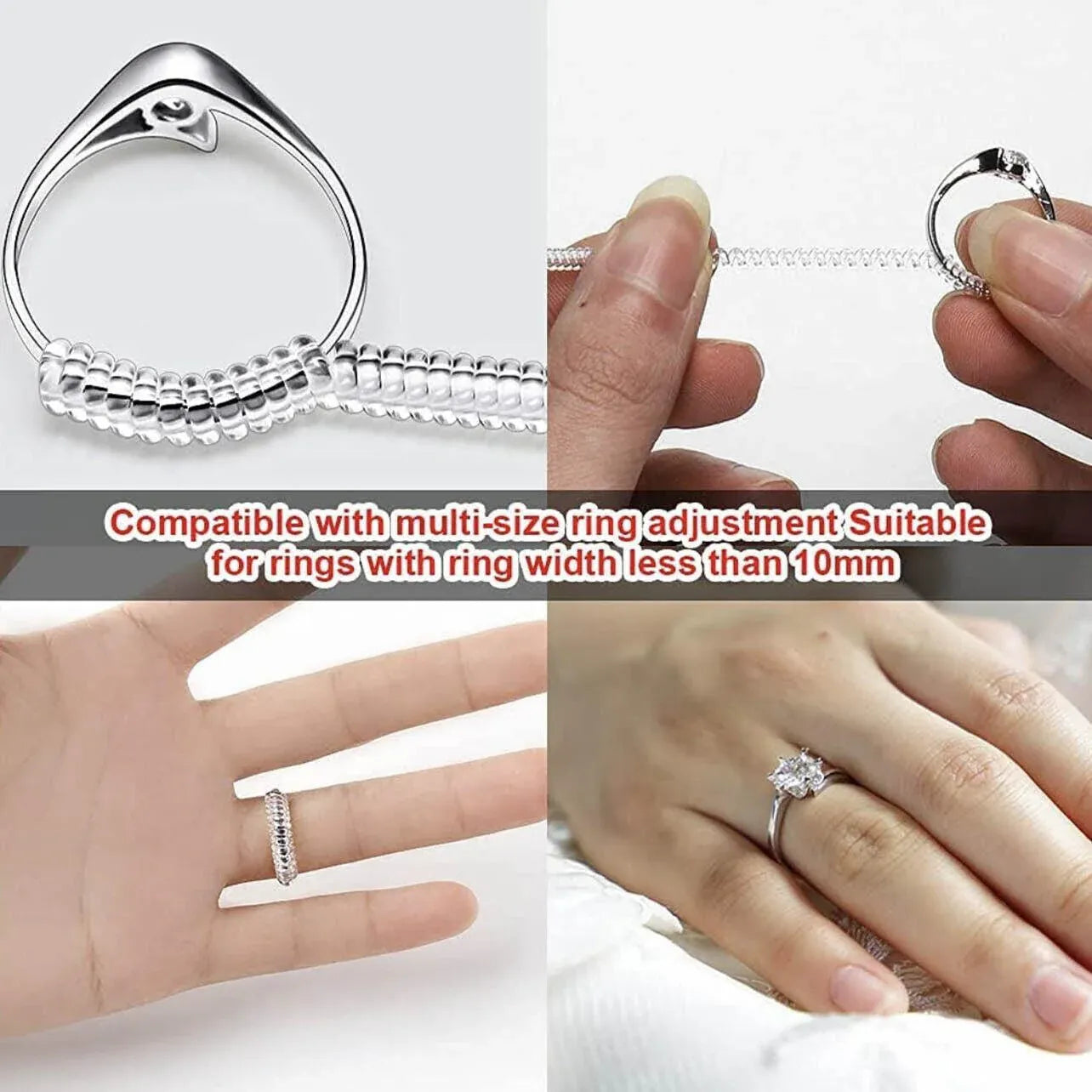 5-20 X Ring Size Adjuster Reducer Spiral Invisible Snugs Guard Resizer Jewellery - 10 PCS V528-QTY-10PCS42442