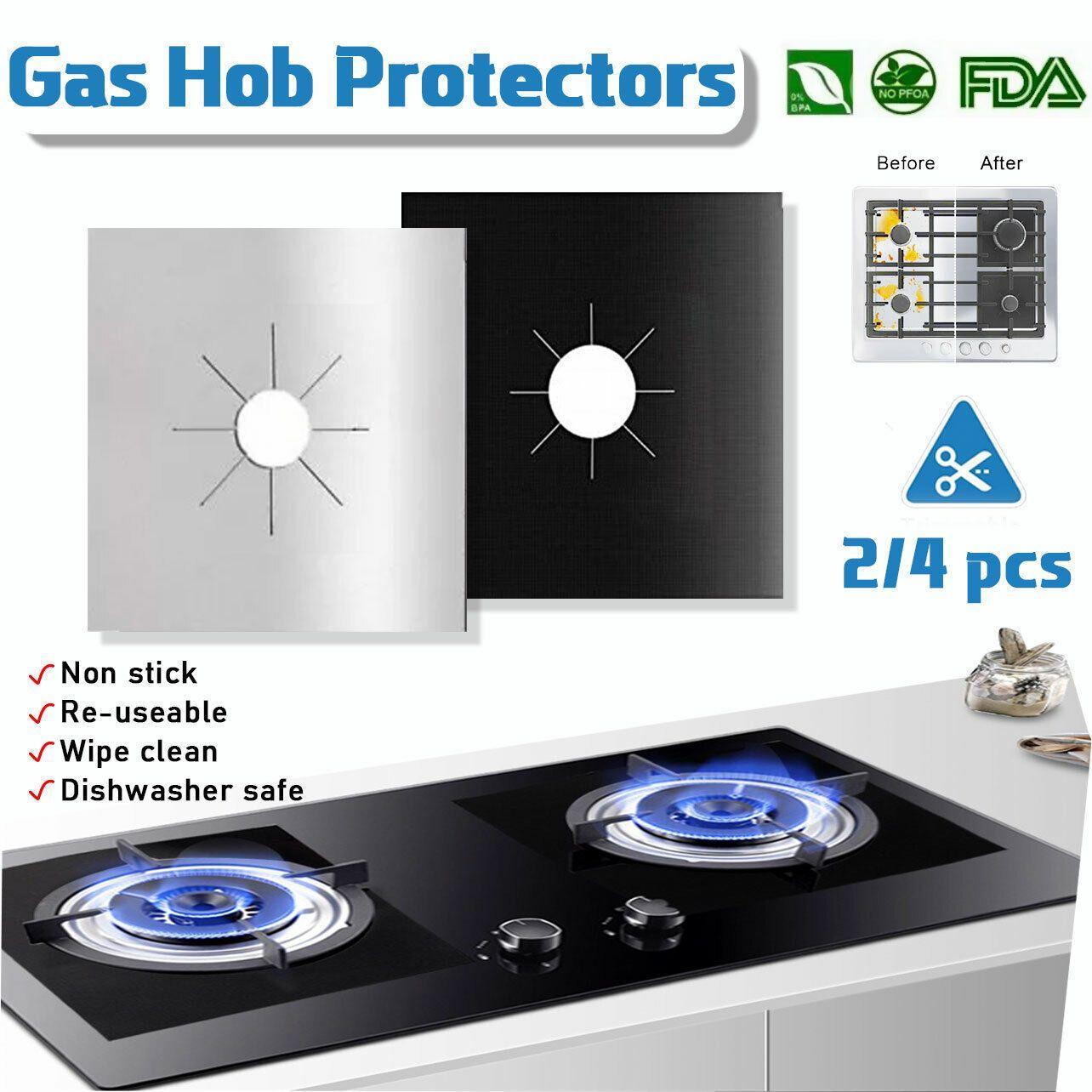 Gas Stove Burner Covers Reusable Hob Protectors Non Stick Liner Pad 4 Pcs - 4 PCS Black V528-QTY-4PCSBLACK11094
