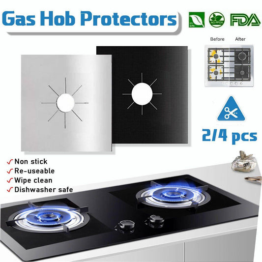 Gas Stove Burner Covers Reusable Hob Protectors Non Stick Liner Pad 4 Pcs - 4 PCS Black V528-QTY-4PCSBLACK11094
