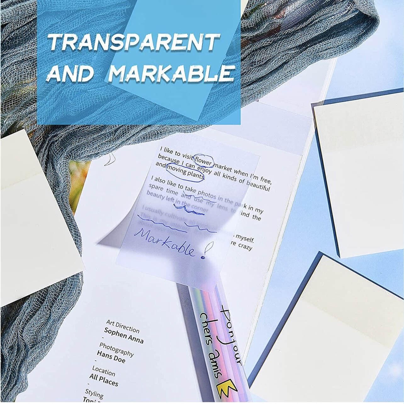 50 Sheets Clear Sticky Notes Pad Waterproof Self-Adhesive Memo Message Note Au - 50 Sheets V528-QTY-50SHEETS46840