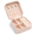 Travel Jewelry Organizer Box Portable Leather Storage Ornaments Ring Earrings - Beige (10x10x5cm) V528-QW-BEIGE-243725