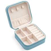 Travel Jewelry Organizer Box Portable Leather Storage Ornaments Ring Earrings - Blue (10x10x5cm) V528-QW-BLUE-478385