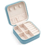 Travel Jewelry Organizer Box Portable Leather Storage Ornaments Ring Earrings - Blue (10x10x5cm) V528-QW-BLUE-478385