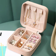 Travel Jewelry Organizer Box Portable Leather Storage Ornaments Ring Earrings - Blue (10x10x5cm) V528-QW-BLUE-478385