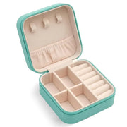 Travel Jewelry Organizer Box Portable Leather Storage Ornaments Ring Earrings - Green (10x10x5cm) V528-QW-GREEN-854722