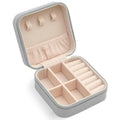 Travel Jewelry Organizer Box Portable Leather Storage Ornaments Ring Earrings - Grey (10x10x5cm) V528-QW-GREY-673496