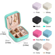 Travel Jewelry Organizer Box Portable Leather Storage Ornaments Ring Earrings - Grey (10x10x5cm) V528-QW-GREY-673496