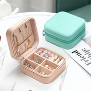 Travel Jewelry Organizer Box Portable Leather Storage Ornaments Ring Earrings - Grey (10x10x5cm) V528-QW-GREY-673496