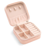 Travel Jewelry Organizer Box Portable Leather Storage Ornaments Ring Earrings - Grey (10x10x5cm) V528-QW-GREY-673496