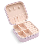 Travel Jewelry Organizer Box Portable Leather Storage Ornaments Ring Earrings - Pink (10x10x5cm) V528-QW-PINK-177307