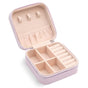 Travel Jewelry Organizer Box Portable Leather Storage Ornaments Ring Earrings - Pink (10x10x5cm) V528-QW-PINK-177307