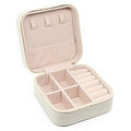 Travel Jewelry Organizer Box Portable Leather Storage Ornaments Ring Earrings - White (10x10x5cm) V528-QW-WHITE-286592