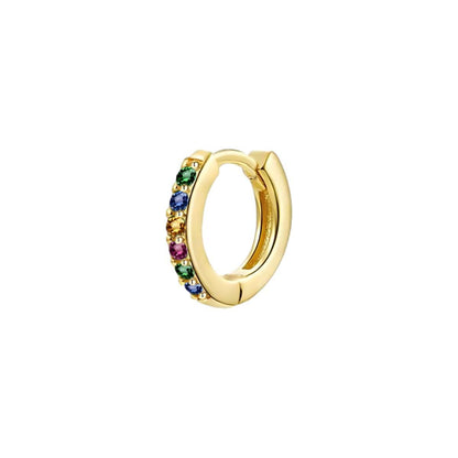 925 Sterling Silver Gold Rings Plated Cubic Crystal Cuff Huggie Hoop Earrings Au - Gold-Blue Crystal V528-R-GOLD-BLUECRYSTAL-93596