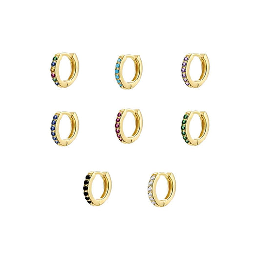 925 Sterling Silver Gold Rings Plated Cubic Crystal Cuff Huggie Hoop Earrings Au - Gold-Clear Crystal V528-R-GOLD-CLEARCRYSTAL-78415