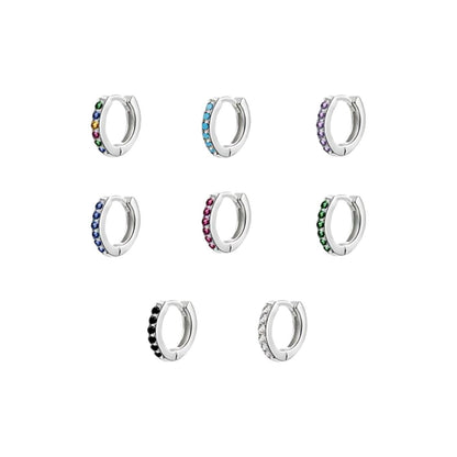 925 Sterling Silver Gold Rings Plated Cubic Crystal Cuff Huggie Hoop Earrings Au - Gold-Red Crystal V528-R-GOLD-REDCRYSTAL-34356